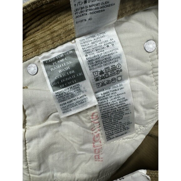 Levis Pants Mens 29X30 Brown Corduroy Classic Flat Front Straight Leg NWT - Picture 3 of 6